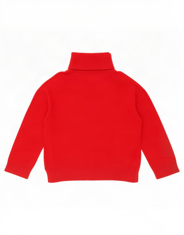 Massimo Dutti Womens Zip Neck Jumper Sweater UK 16 Large Red Wool