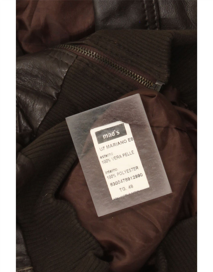 Vintage Mens Leather Jacket IT 48 Medium Brown Leather