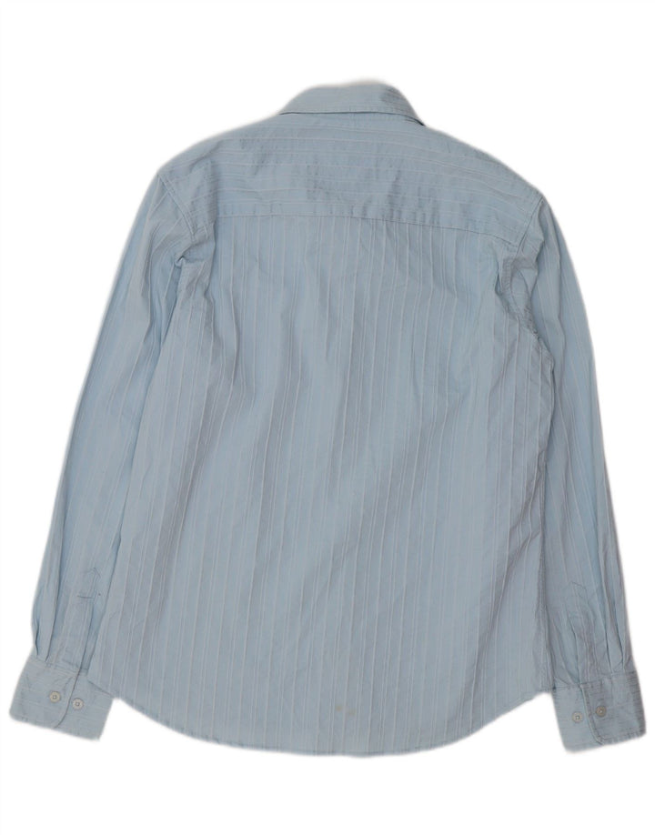 BKE Mens Slim Fit Shirt Large Blue Striped Cotton