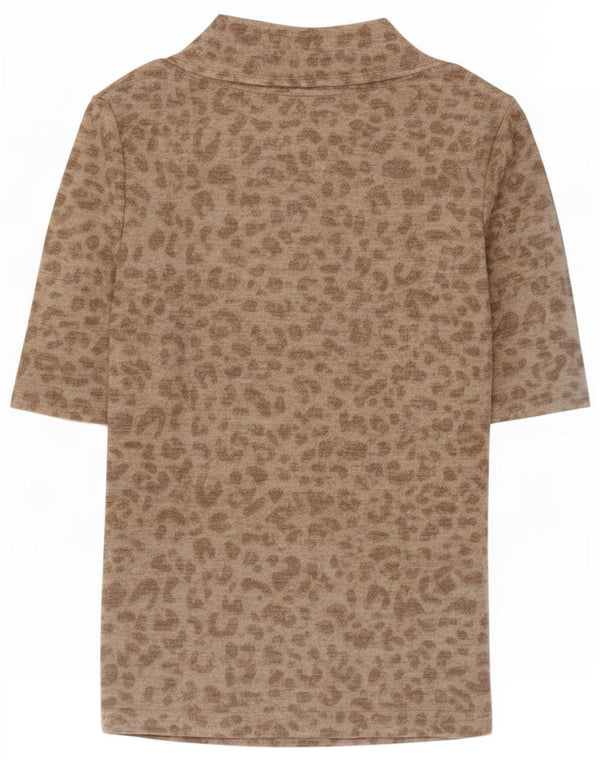 Marks & Spencer Womens Blouse Top UK 6 XS Beige Animal Print Viscose