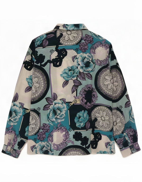 Vintage Womens Shirt Blouse UK 14 Medium Multicoloured Floral Acetate