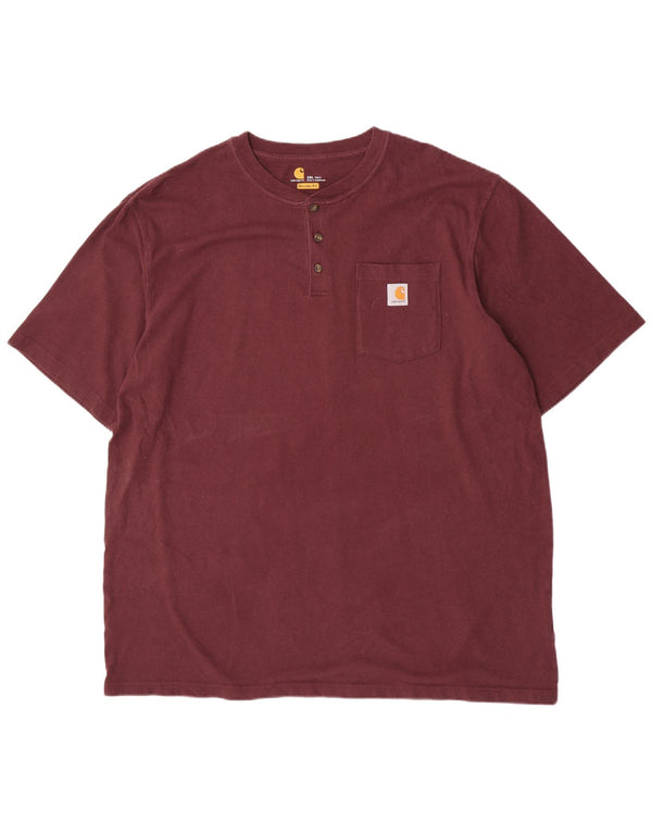 Carhartt Mens Tall Original Fit T-Shirt Top 2XL Burgundy Cotton