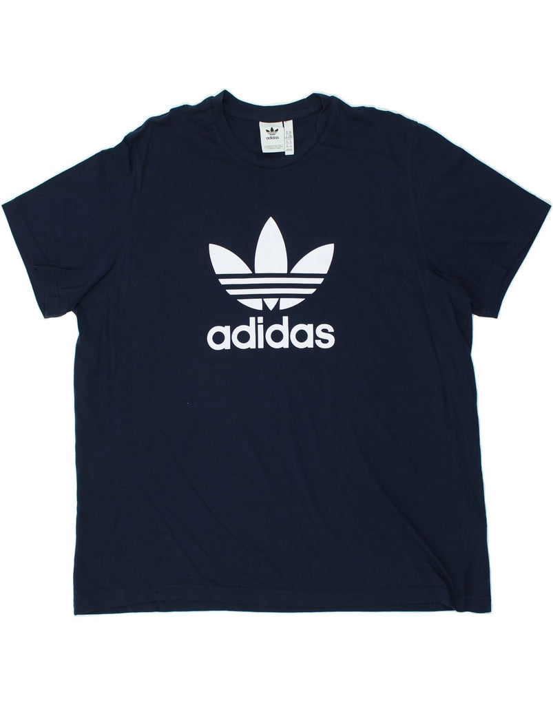 ADIDAS Mens Graphic T-Shirt Top 2XL Navy Blue Cotton | Vintage Adidas | Thrift | Second-Hand Adidas | Used Clothing | Messina Hembry 