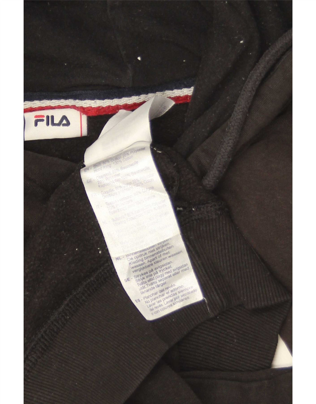 Fila Mens Graphic Hoodie Jumper Medium Black Cotton