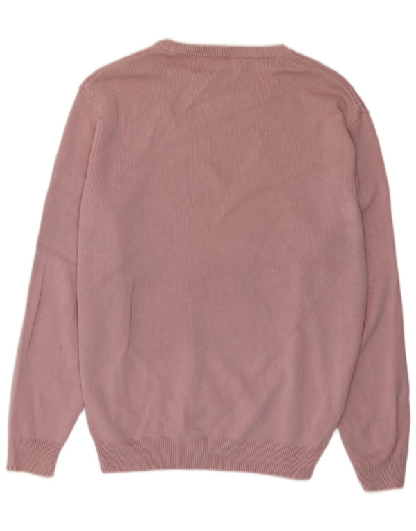 Zara Mens Crew Neck Jumper Sweater Medium Pink Cotton