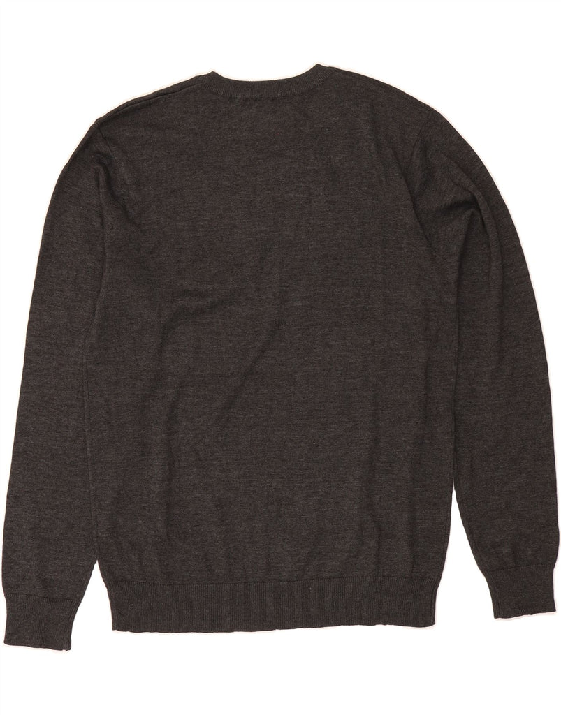 PIERRE CARDIN Mens Paris V-Neck Jumper Sweater Large Grey Acrylic Vintage Pierre Cardin and Second-Hand Pierre Cardin from Messina Hembry 
