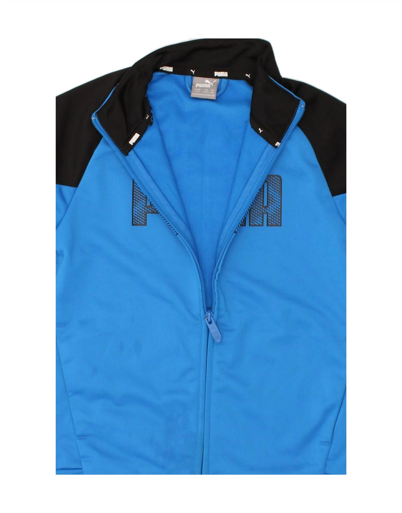 PUMA Boys Graphic Tracksuit Top Jacket 9-10 Years Blue Colourblock | Vintage Puma | Thrift | Second-Hand Puma | Used Clothing | Messina Hembry 