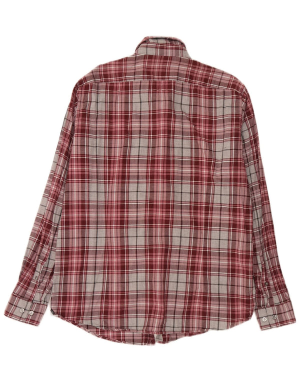 Hugo Boss Mens Regular Fit Flannel Shirt Large Purple Plaid Cotton