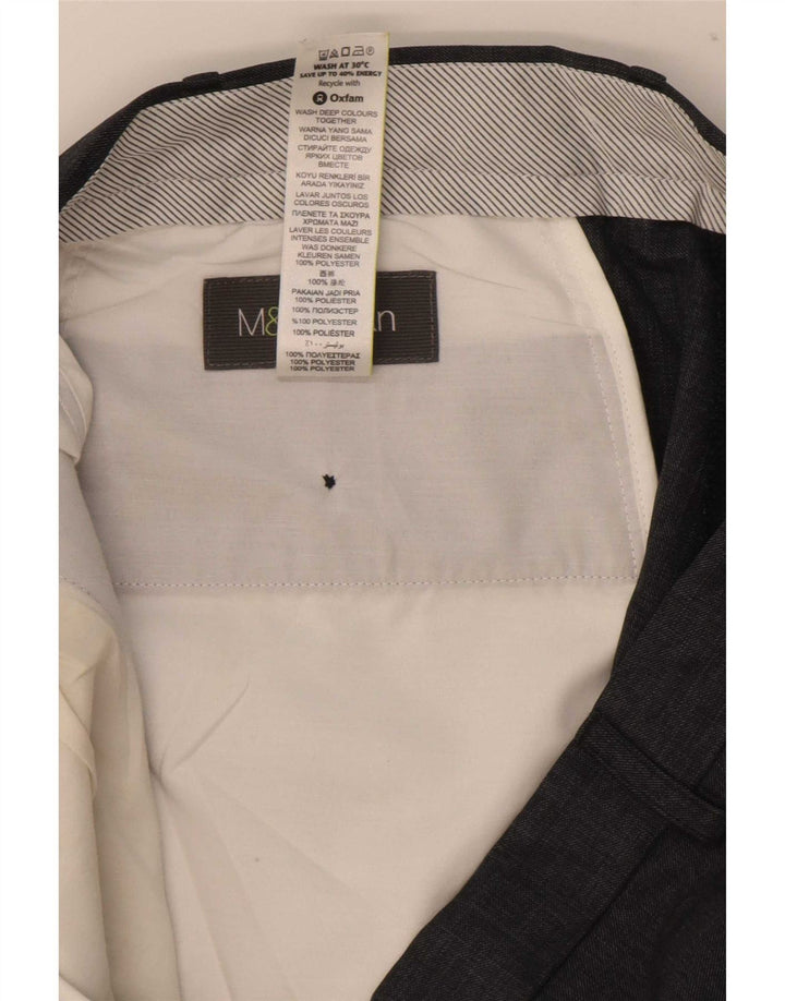 Marks & Spencer Mens Straight Suit Trousers W38 L31 Blue Polyester