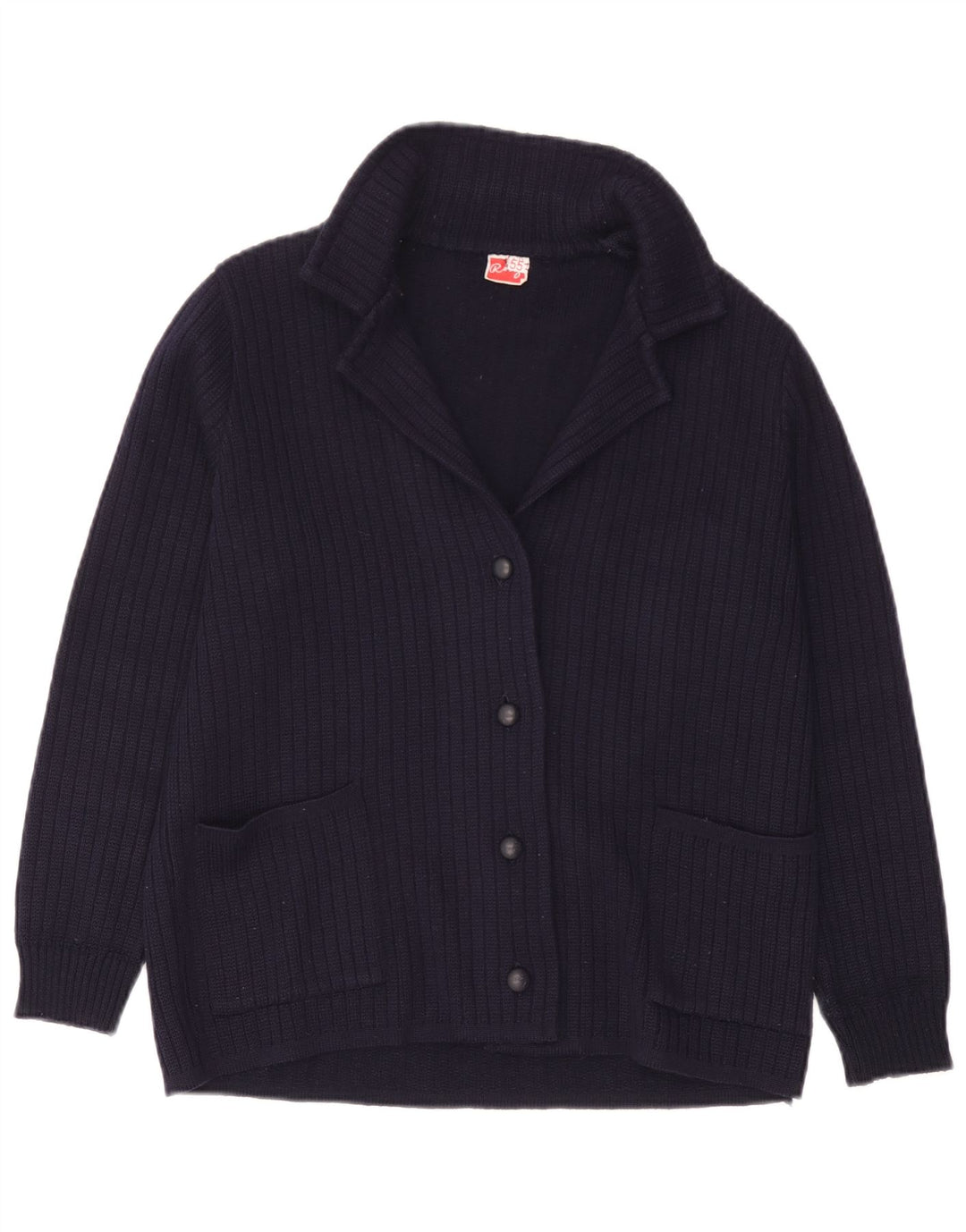 Vintage Womens Cardigan Sweater UK 14 Large Navy Blue Wool