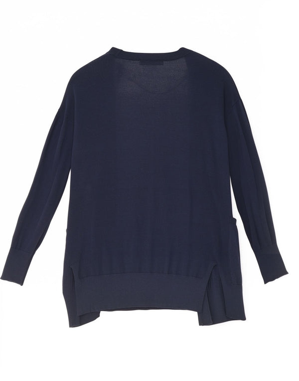 Marks & Spencer Womens Longline Open Cardigan Sweater UK 6 XS Navy Blue