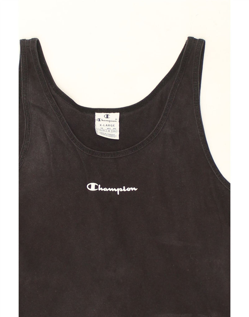 CHAMPION Womens Vest Top UK 18 XL Black | Vintage Champion | Thrift | Second-Hand Champion | Used Clothing | Messina Hembry 