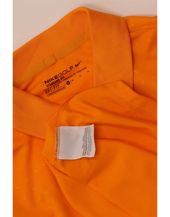 Nike Mens Dri Fit Standard Fit Polo Shirt Medium Orange Spotted Polyester