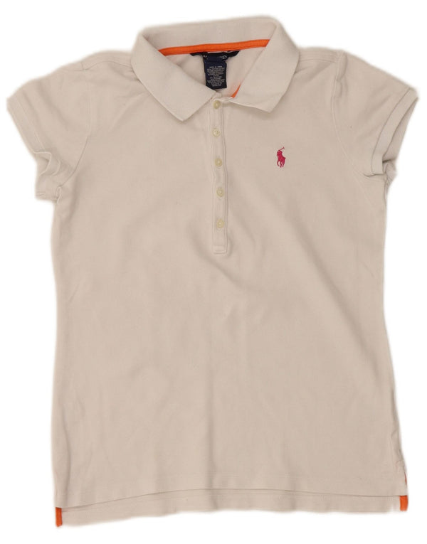 RALPH LAUREN Girls Polo Shirt 12-13 Years Large White Cotton