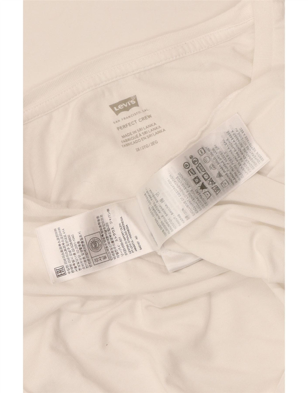 LEVI'S Womens Perfect Crew T-Shirt Top UK 20 2XL White Cotton