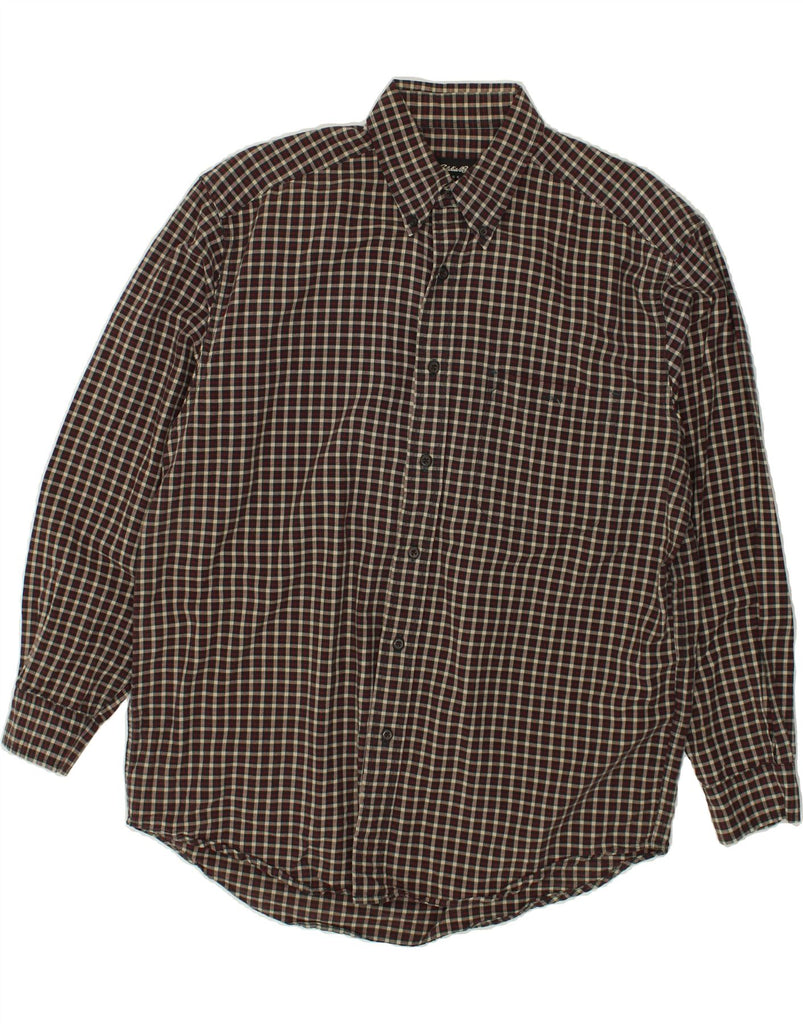 EDDIE BAUER Mens Shirt Medium Burgundy Check Cotton | Vintage Eddie Bauer | Thrift | Second-Hand Eddie Bauer | Used Clothing | Messina Hembry 