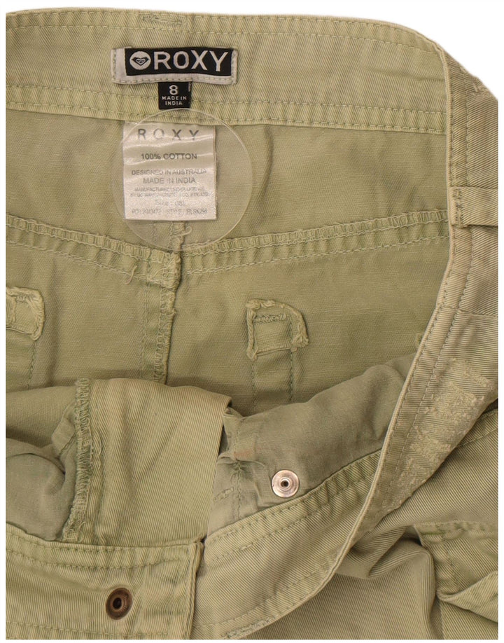 Roxy Womens Distressed Mini Cargo Skirt UK 8 Small W29  Khaki Cotton