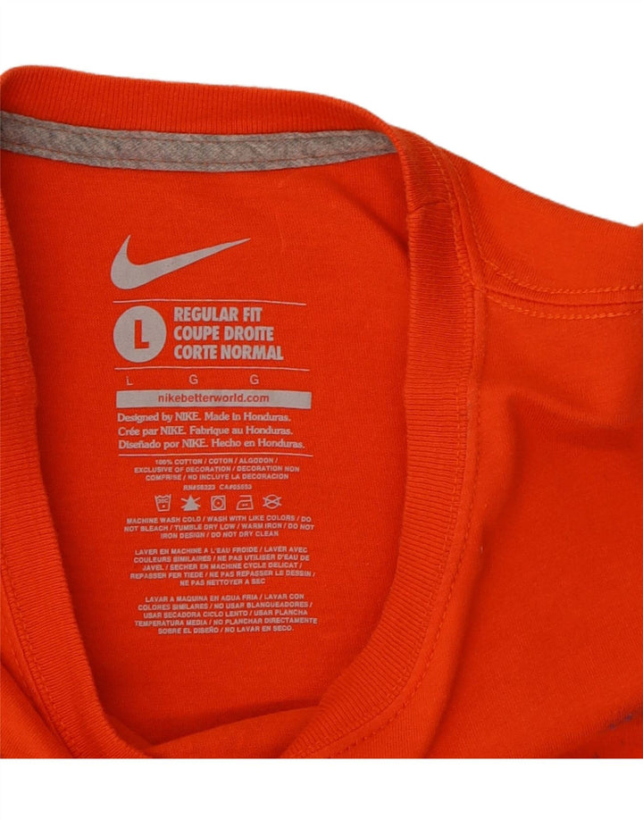 NIKE Mens Regular Fit Graphic T-Shirt Top Large Orange Cotton Vintage Nike and Second-Hand Nike from Messina Hembry 
