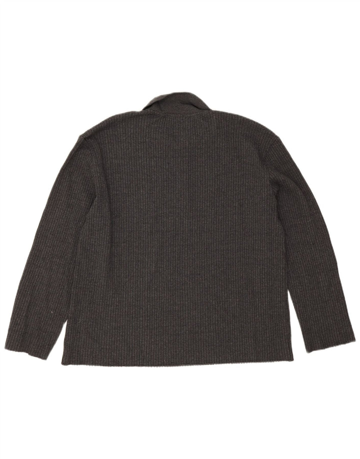 Zara Mens Polo Neck Jumper Sweater Large Grey Polyester