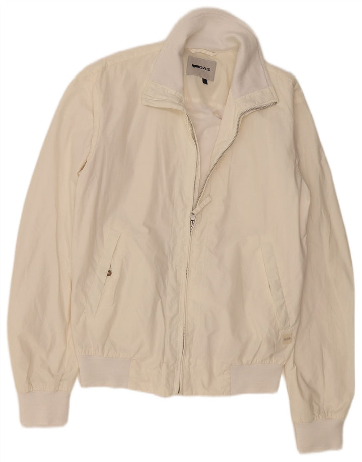 GAS Mens Bomber Jacket UK 36 Small Off White