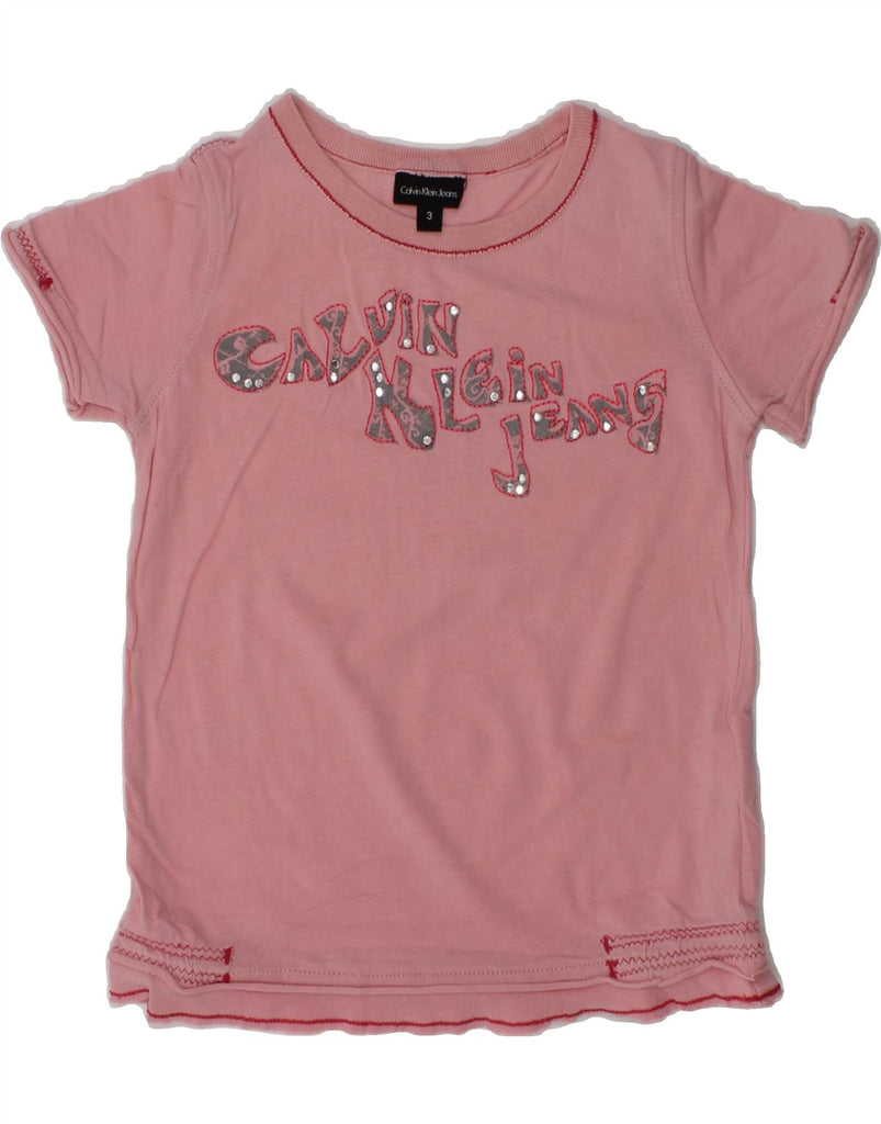 CALVIN KLEIN Girls Graphic T-Shirt Top 2-3 Years Pink Cotton | Vintage Calvin Klein | Thrift | Second-Hand Calvin Klein | Used Clothing | Messina Hembry 