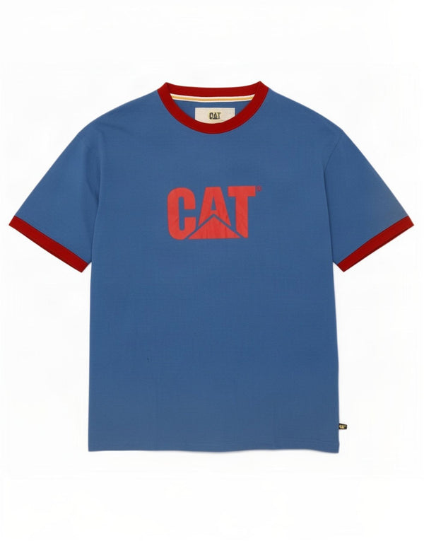 Caterpillar Mens Graphic T-Shirt Top XL Blue Polyester