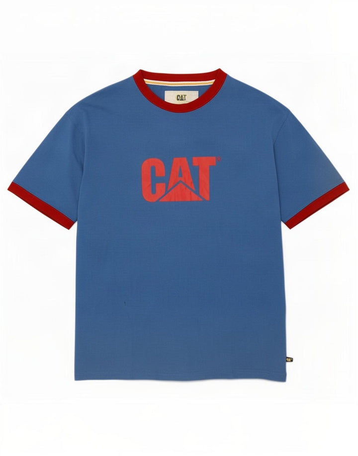 Caterpillar Mens Graphic T-Shirt Top XL Blue Polyester