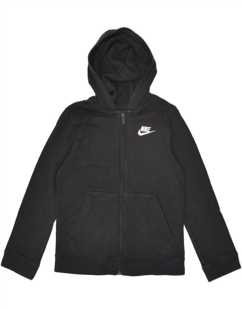 NIKE Boys Standard Fit Zip Hoodie Sweater 8-9 Years Small Black Cotton | Vintage Nike | Thrift | Second-Hand Nike | Used Clothing | Messina Hembry 