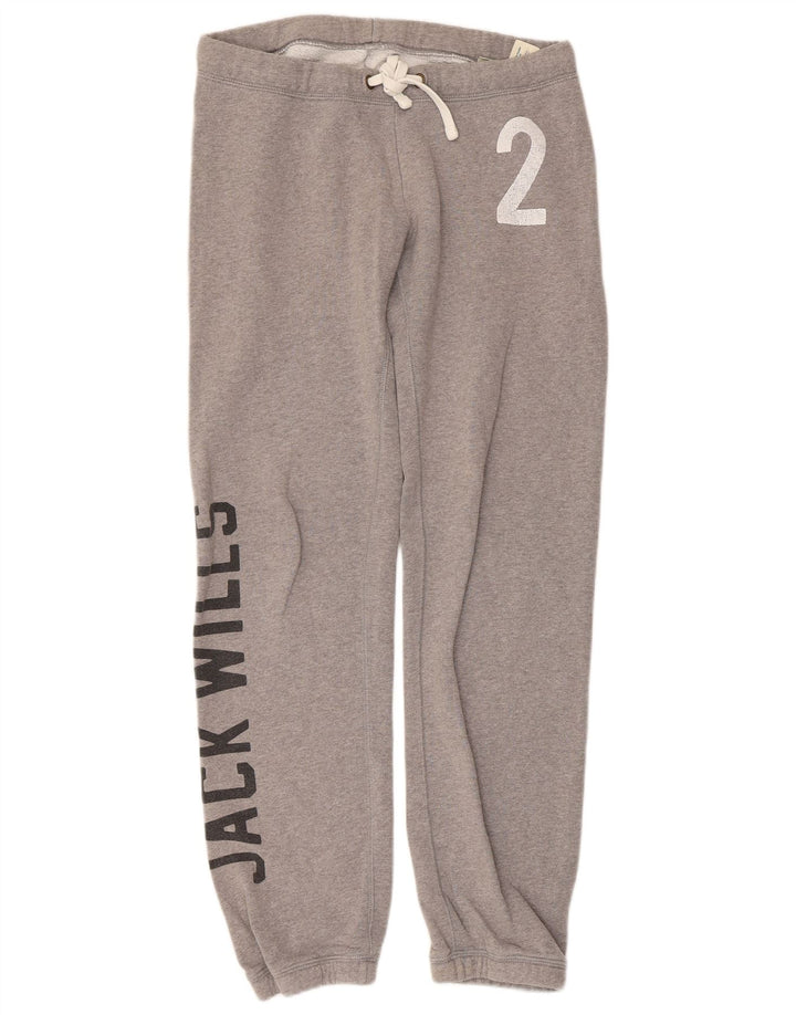 JACK WILLS Womens Graphic Tracksuit Trousers Joggers UK 8 Small  Grey