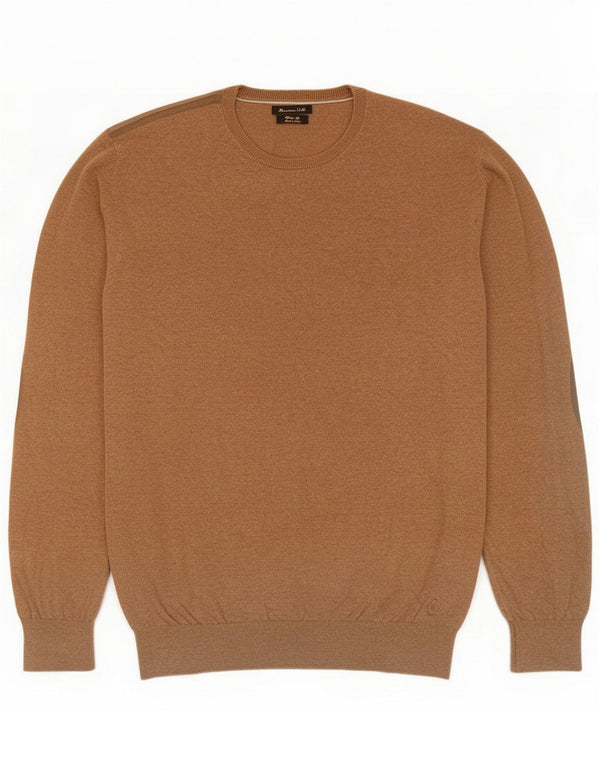 Massimo Dutti Mens Crew Neck Jumper Sweater Medium Brown Cotton