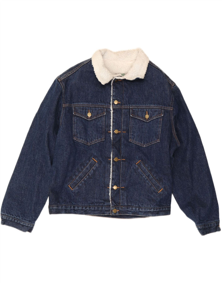 GREEN FOX Mens Sherpa Denim Jacket UK 38 Medium Blue