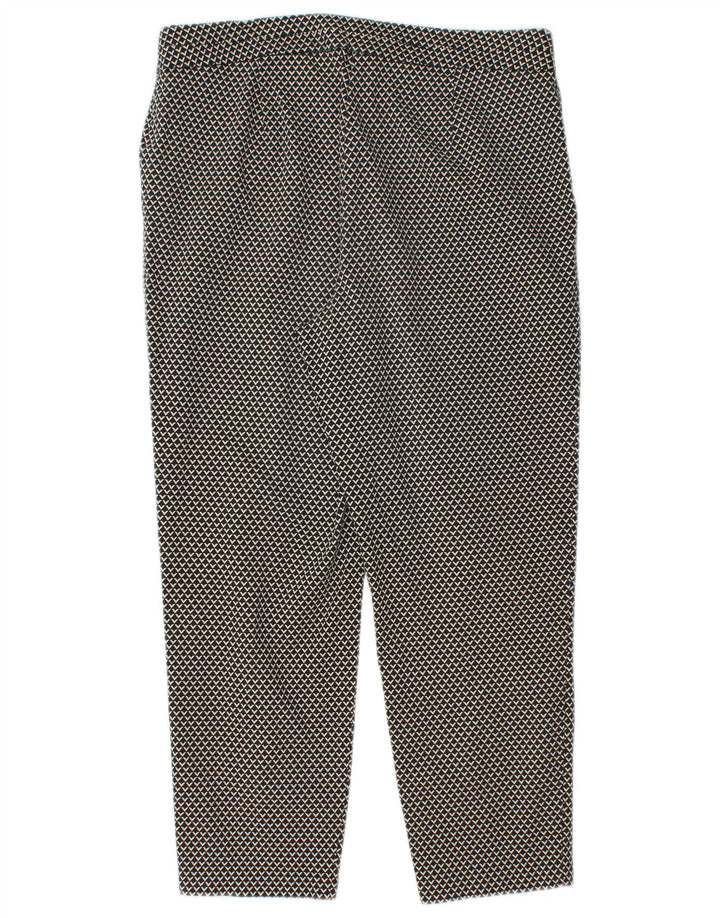 Marks & Spencer Womens Capri Trousers UK 12 Medium W28 L22 Black Geometric