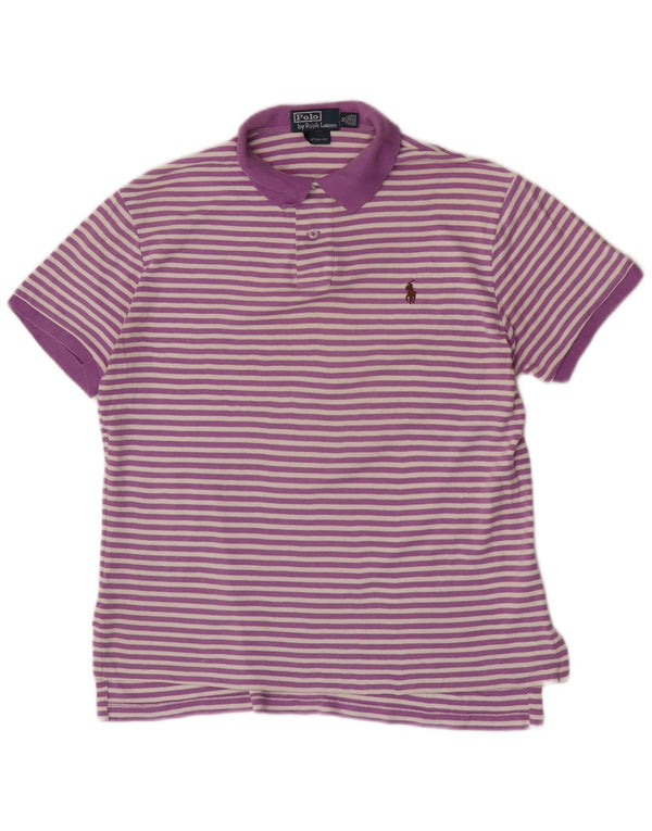 Polo Ralph Lauren Mens Custom Fit Shirt Large Purple Striped Cotton