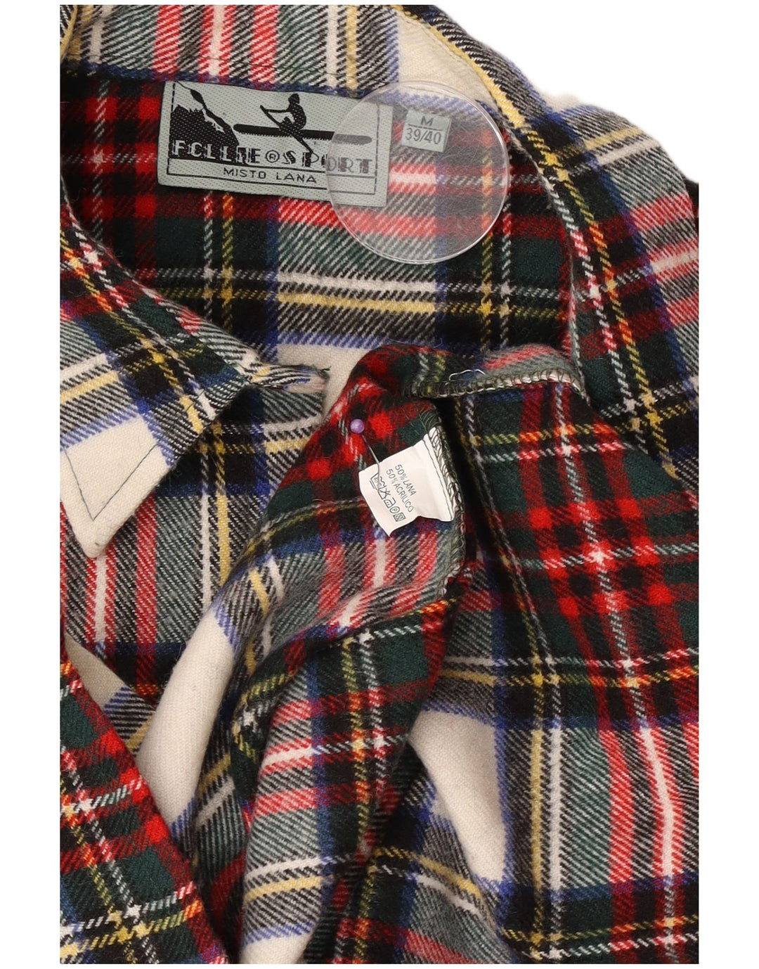 Vintage Mens Flannel Shirt Size 39/40 Medium Red Check Wool