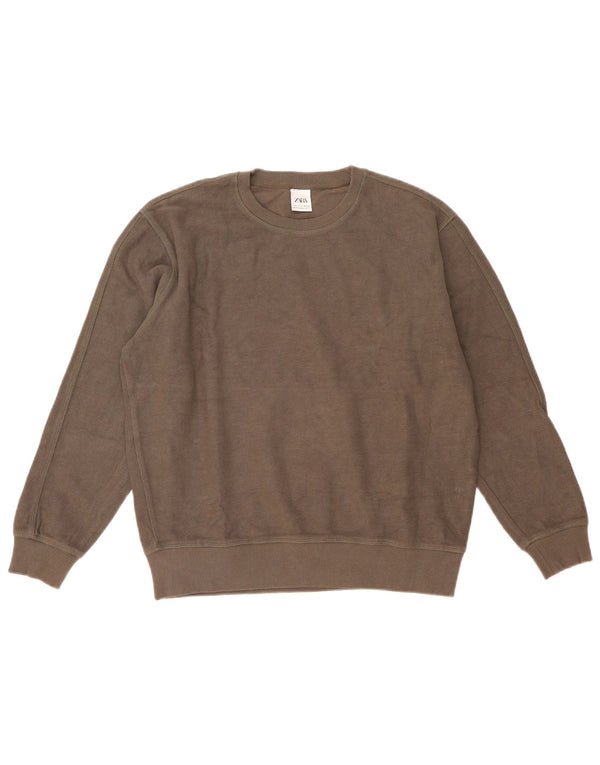 Zara Mens Loose Fit Sweatshirt Jumper Small Grey Cotton