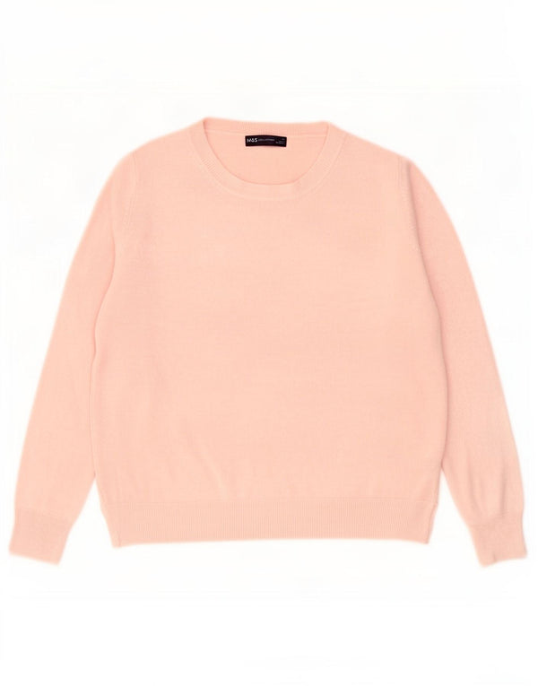 Marks & Spencer Womens Boat Neck Jumper Sweater UK 16 Large Pink Acrylic