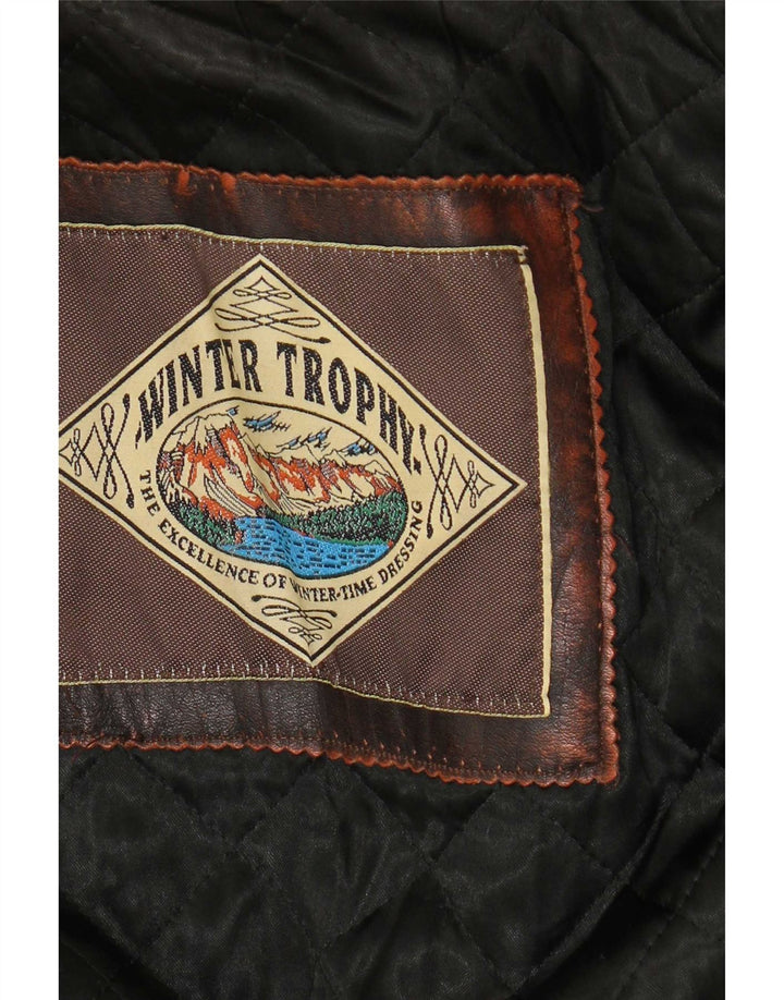 Vintage Mens Leather Jacket UK 36 Small Brown