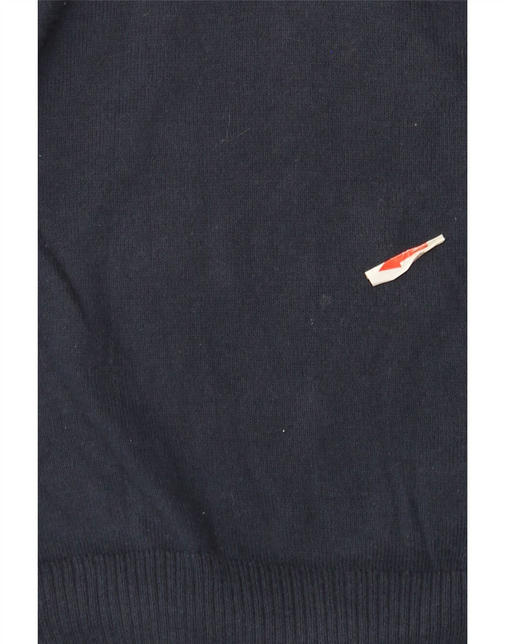 Penguin Mens V-Neck Jumper Sweater Large Navy Blue Cotton