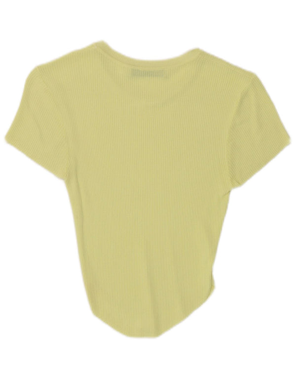 Zara Womens Short Sleeve Crop Top UK 4 XS Yellow