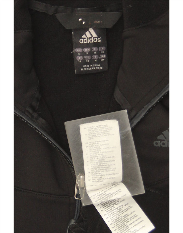 Adidas Womens Zip Hoodie Sweater UK 10 Small Black Polyester