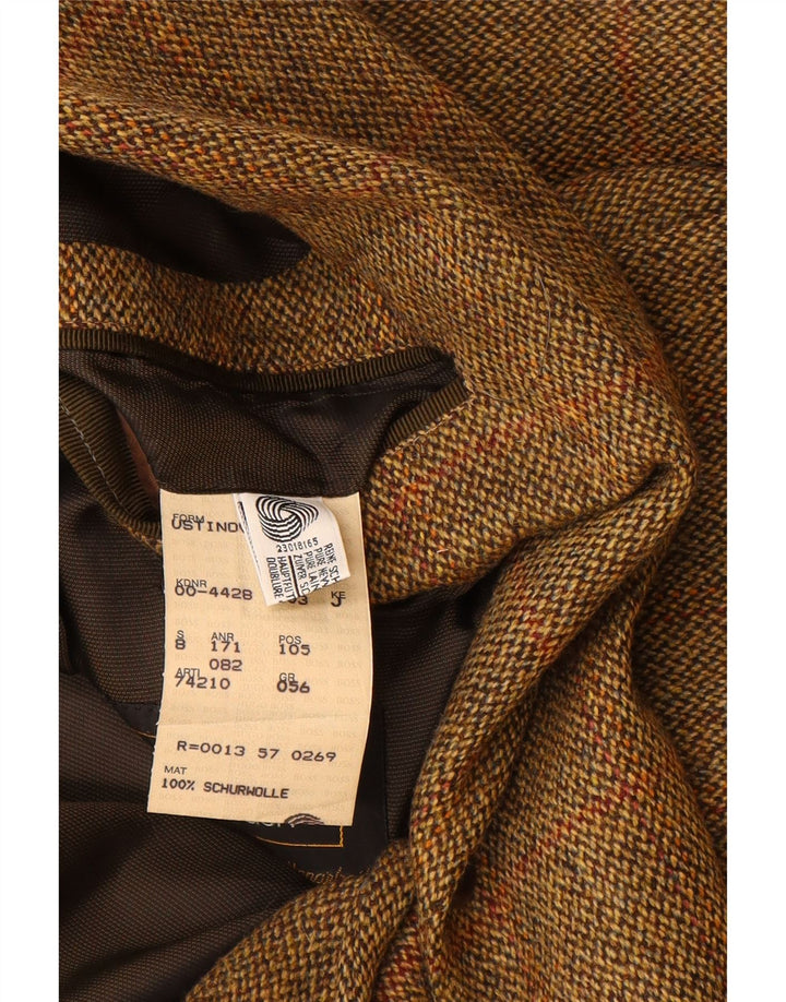 HUGO BOSS Mens 2 Button Blazer Jacket EU 56 3XL Brown Check New Wool