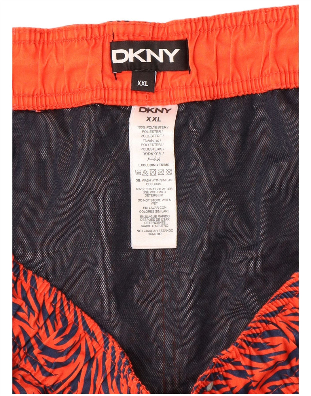 Dkny Mens Swimming Shorts 2XL Orange Geometric Polyester