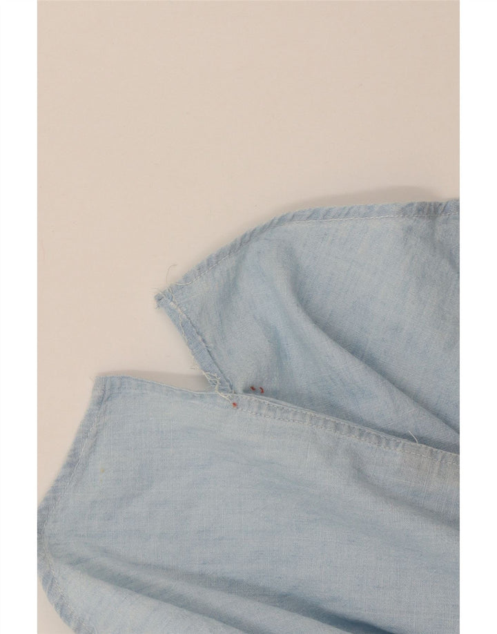 Ralph Lauren Womens Short Sleeve Oversized Shirt US 4 Small Blue Cotton