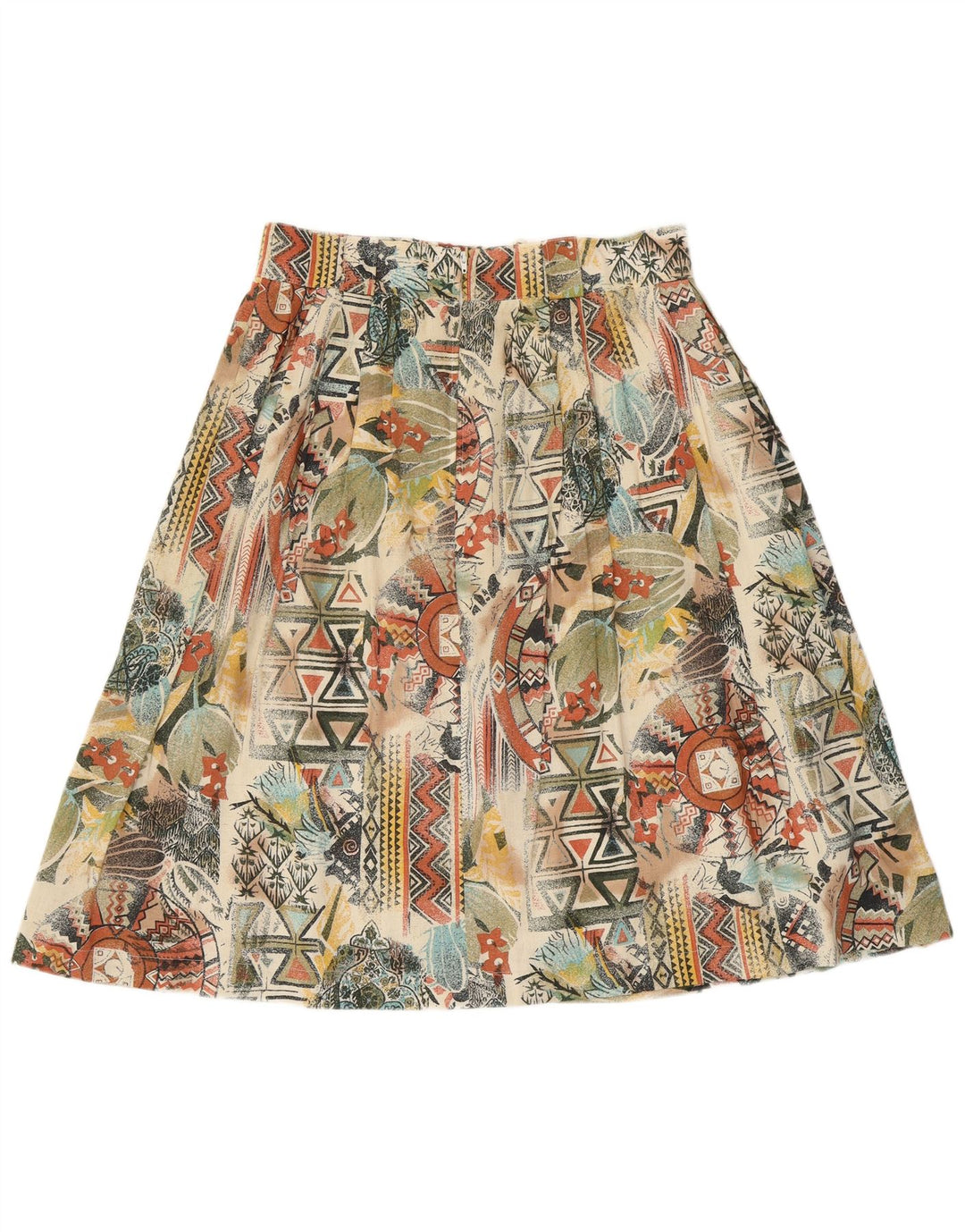VINTAGE Womens Pleated Skirt UK 16 Large W32 Multicoloured Geometric