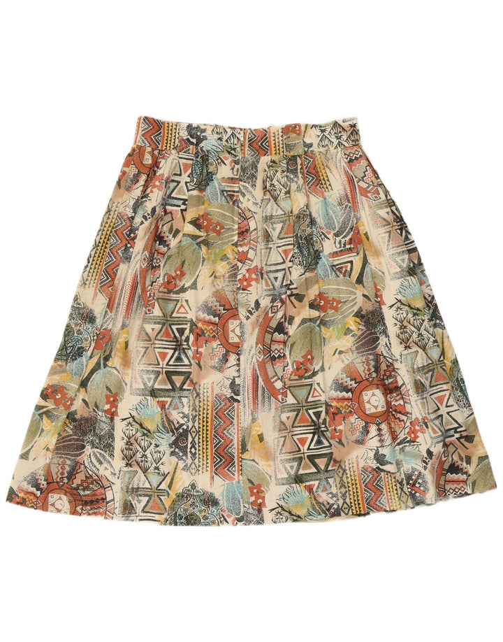 VINTAGE Womens Pleated Skirt UK 16 Large W32 Multicoloured Geometric