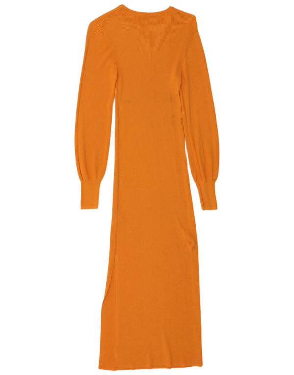 Zara Womens Maxi Jumper Dress UK 8 Small Orange Viscose