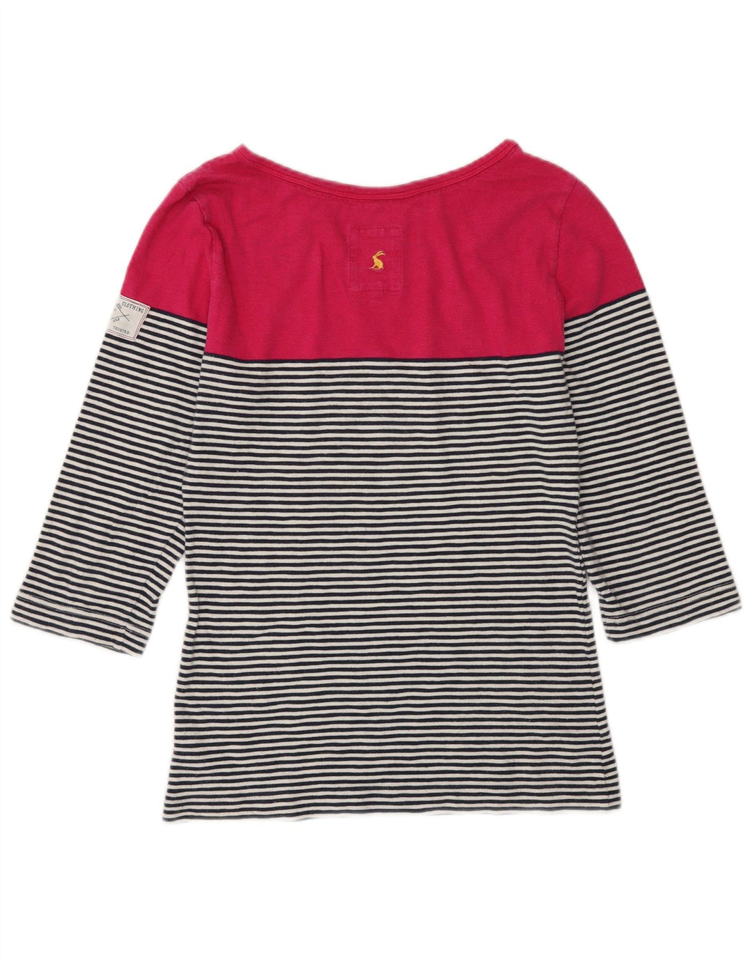 Joules Womens Top 3/4 Sleeve UK 10 Small Multicoloured Striped Cotton