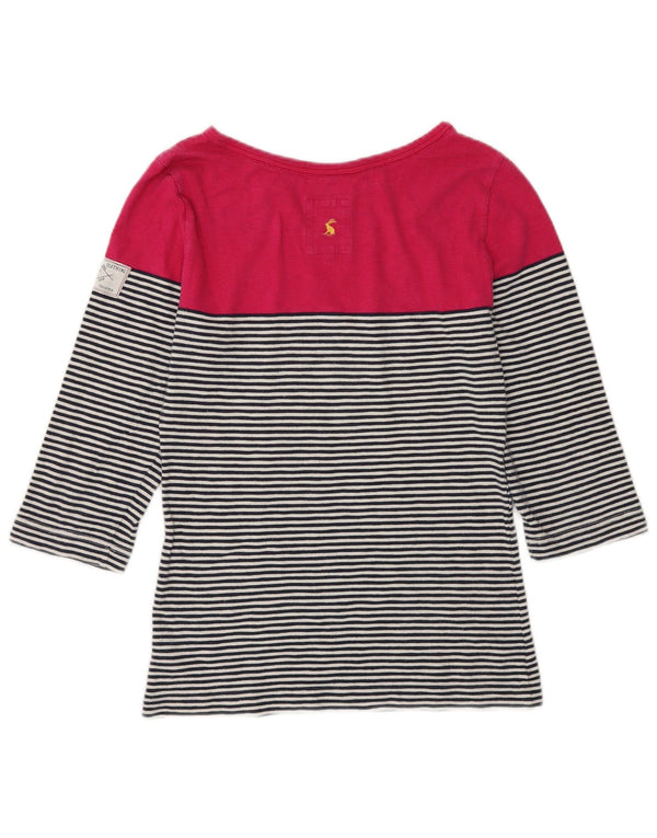 Joules Womens Top 3/4 Sleeve UK 10 Small Multicoloured Striped Cotton