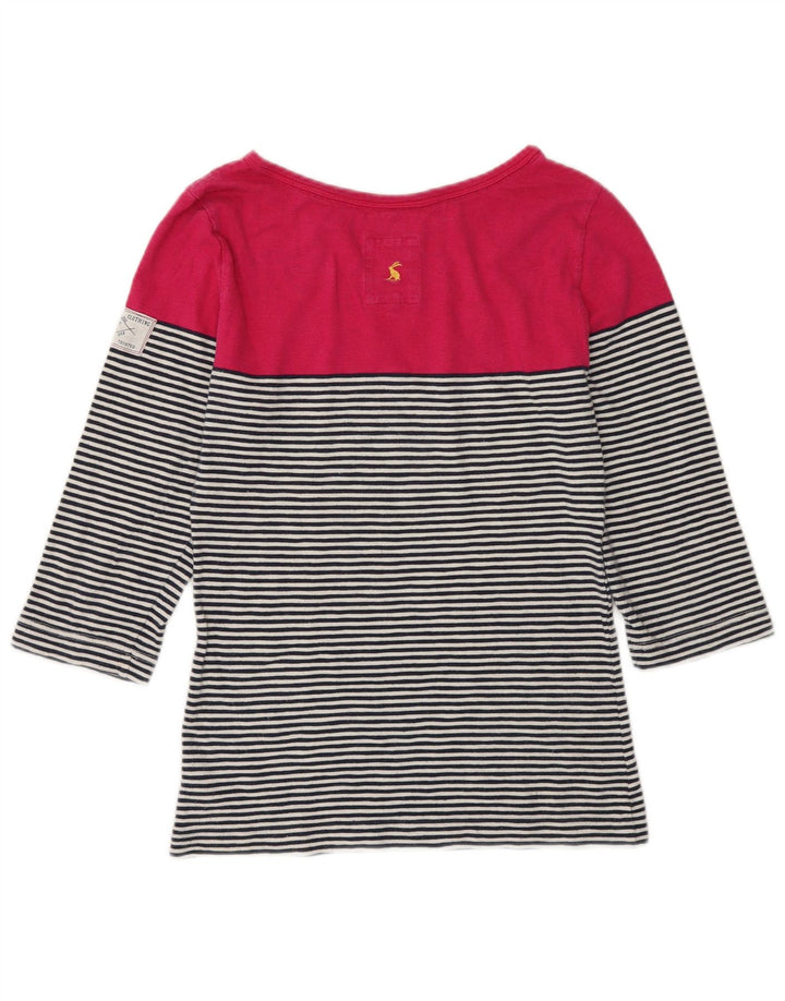 Joules Womens Top 3/4 Sleeve UK 10 Small Multicoloured Striped Cotton