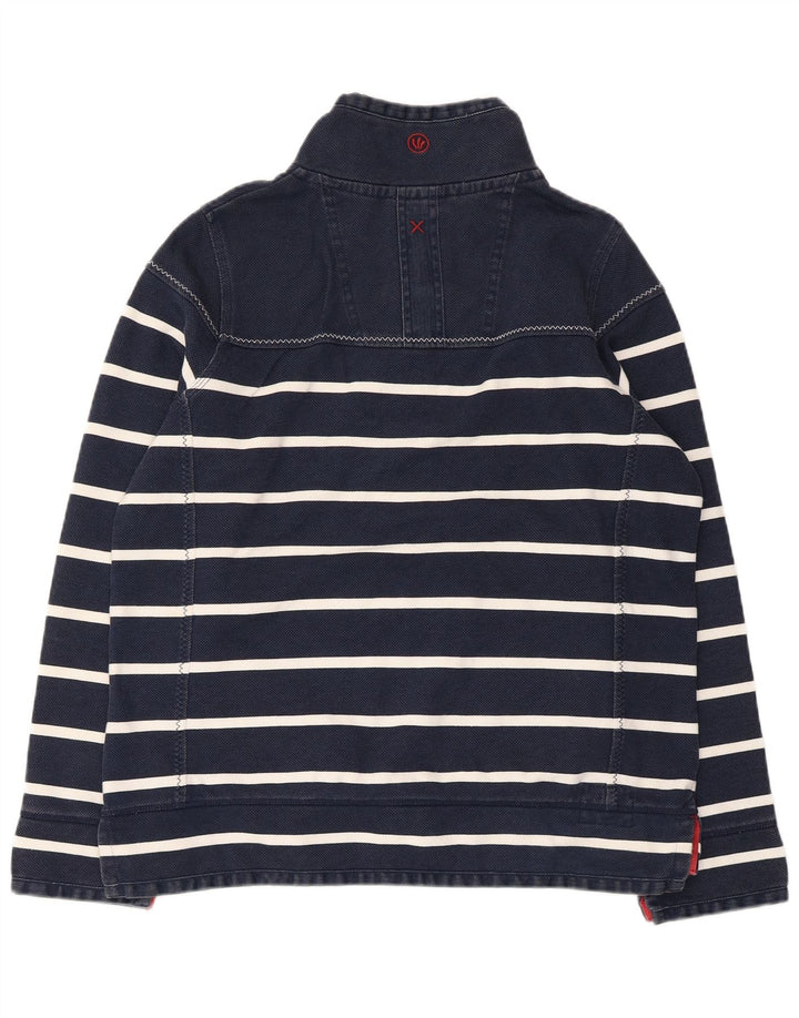 FAT FACE Womens Zip Neck Sweatshirt Jumper UK 12 Medium Navy Blue Striped